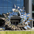 Mirror polished metal stainless steel sculpture abstract for garden outdoor